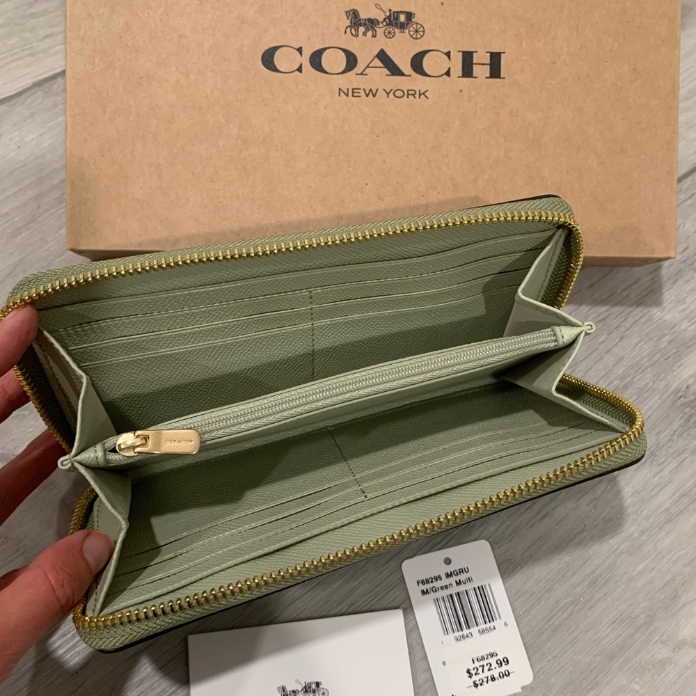 Coach Green Ombre Accordion Zip Around Wallet - Picture 7 of 8